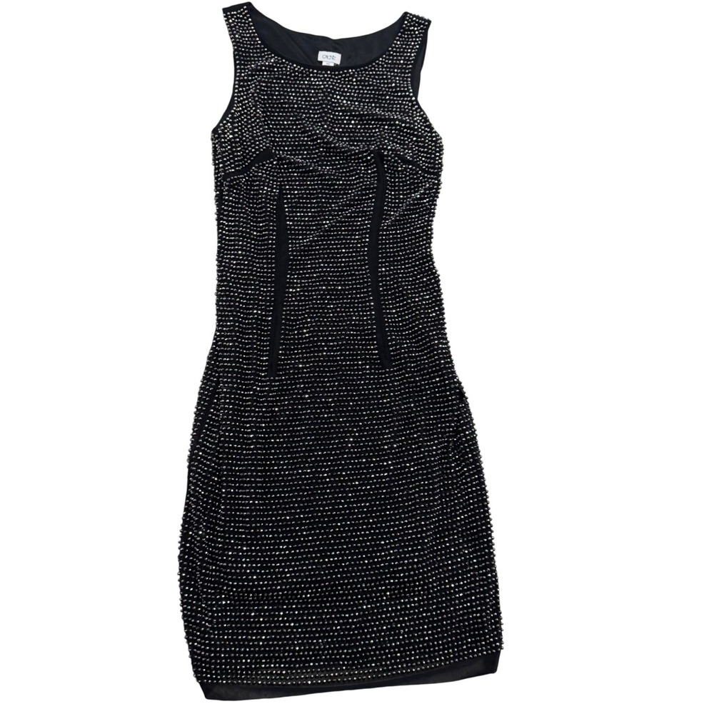 Cache Black Beaded Sleeveless Dress S/XS Grunge Glam Party Special Ocassion